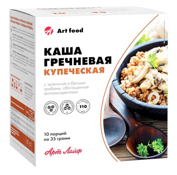 Арт Лайф - Каша гречневая «Купеческая с телятиной и белыми грибами» - 10 порций