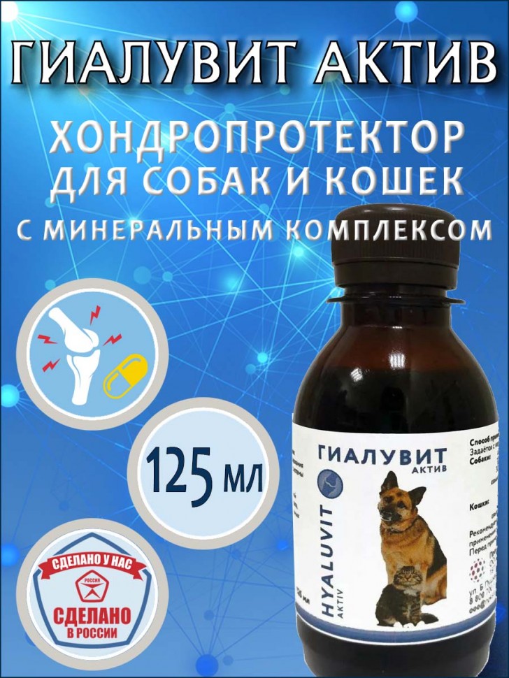 Гиалувит Актив 125 мл - хондропротектор для домашних животных