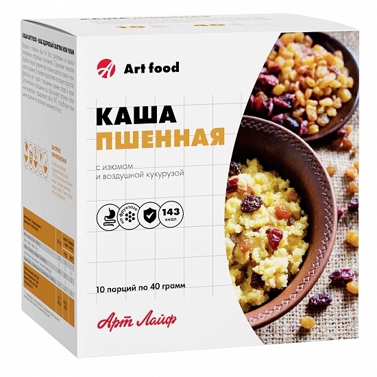 Арт Лайф - Каша Пшенная с изюмом и воздушной кукурузой - 10 порций
